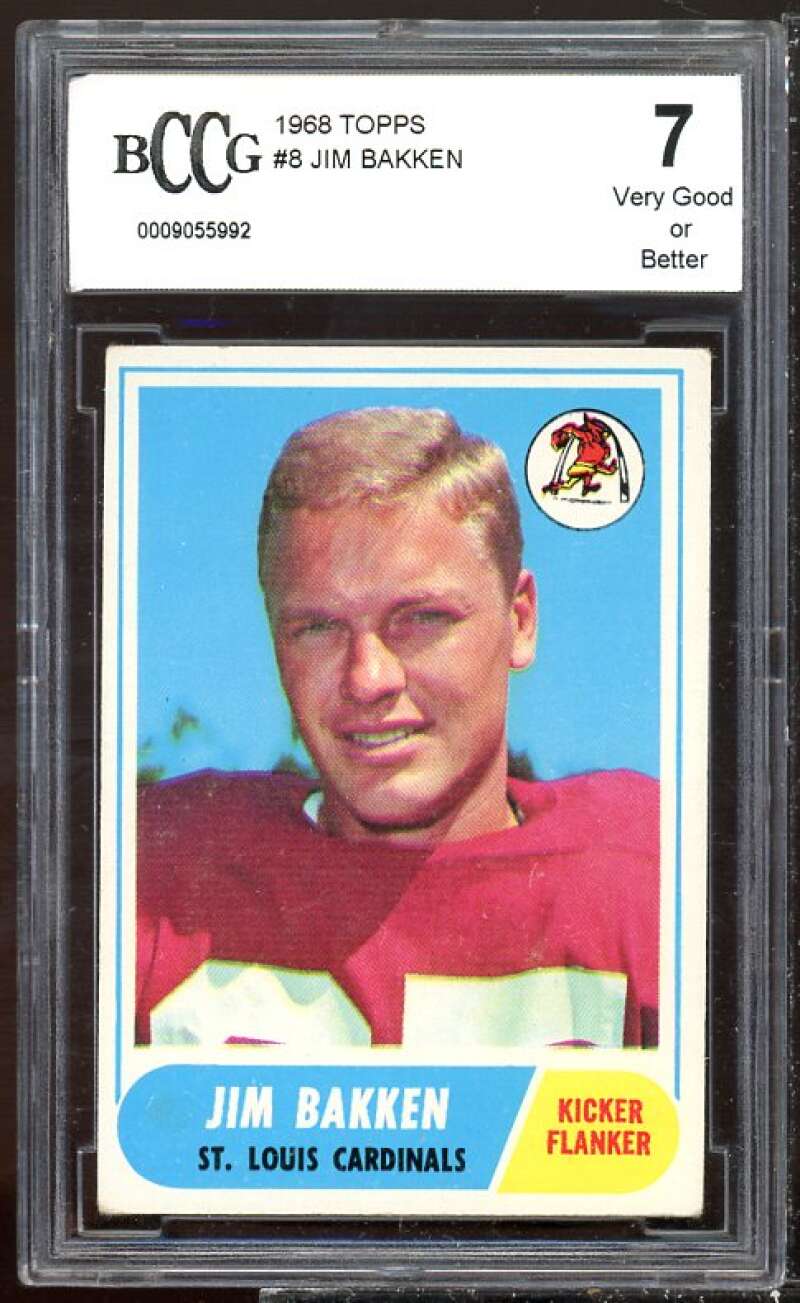 Jim Bakken Card 1968 Topps #8 BGS BCCG 7 Image 1