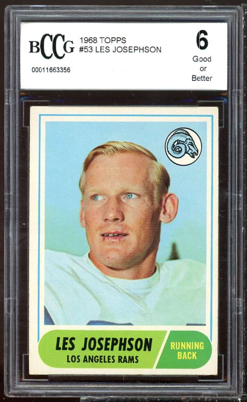 Les Josephson Rookie Card 1968 Topps #53 BGS BCCG 6 Image 1