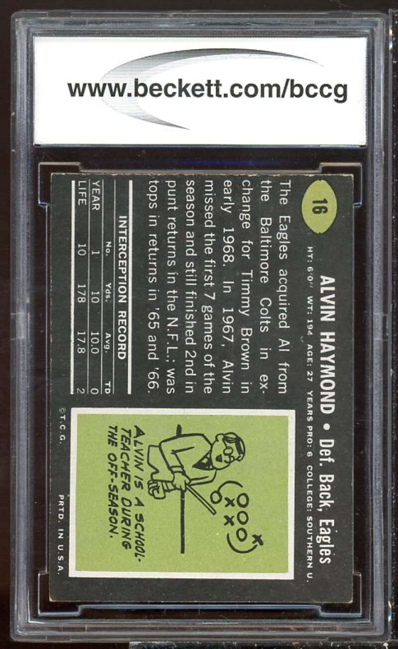 Alvin Haymond Card 1969 Topps #16 BGS BCCG 9 Image 2