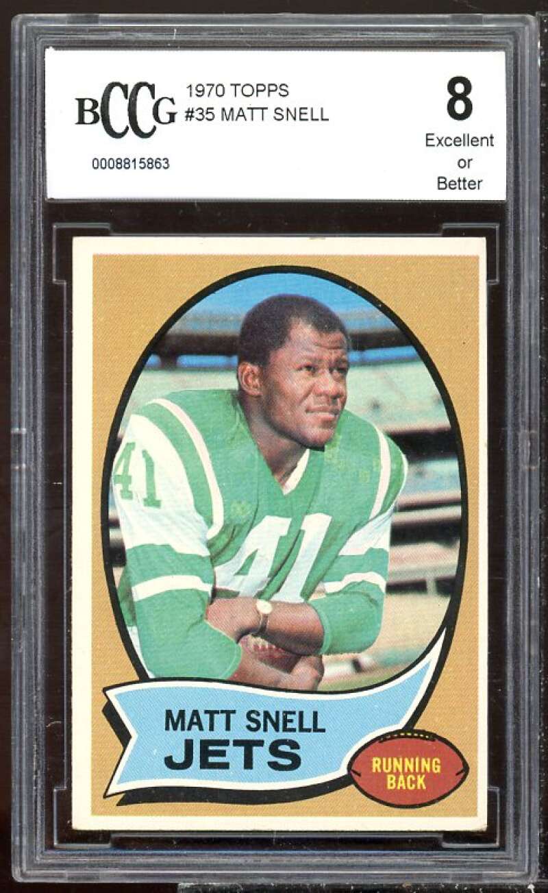 Matt Snell Card 1970 Topps #35 BGS BCCG 8 Image 1