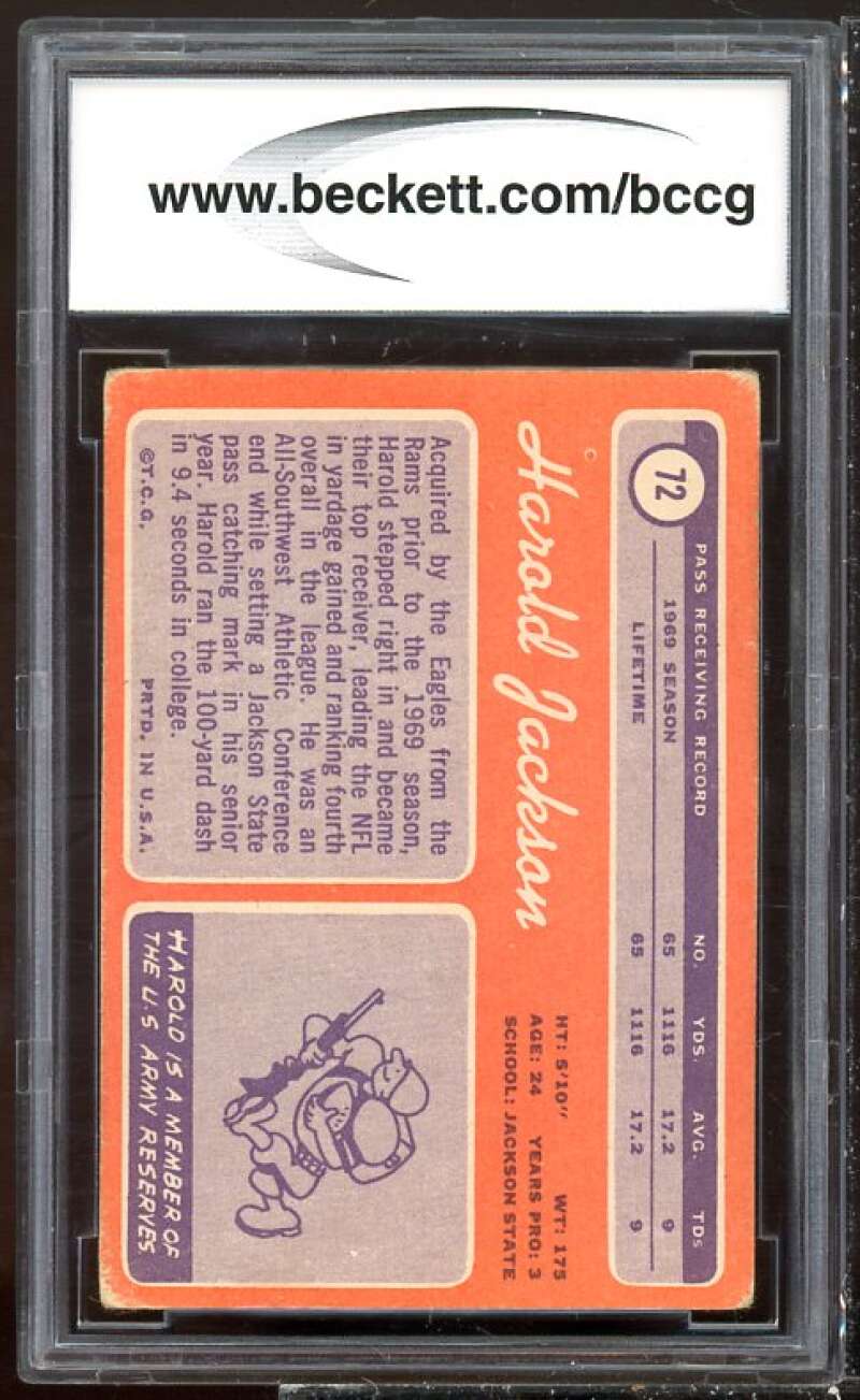 Harold Jackson Rookie Card 1970 Topps #72 BGS BCCG 7 Image 2