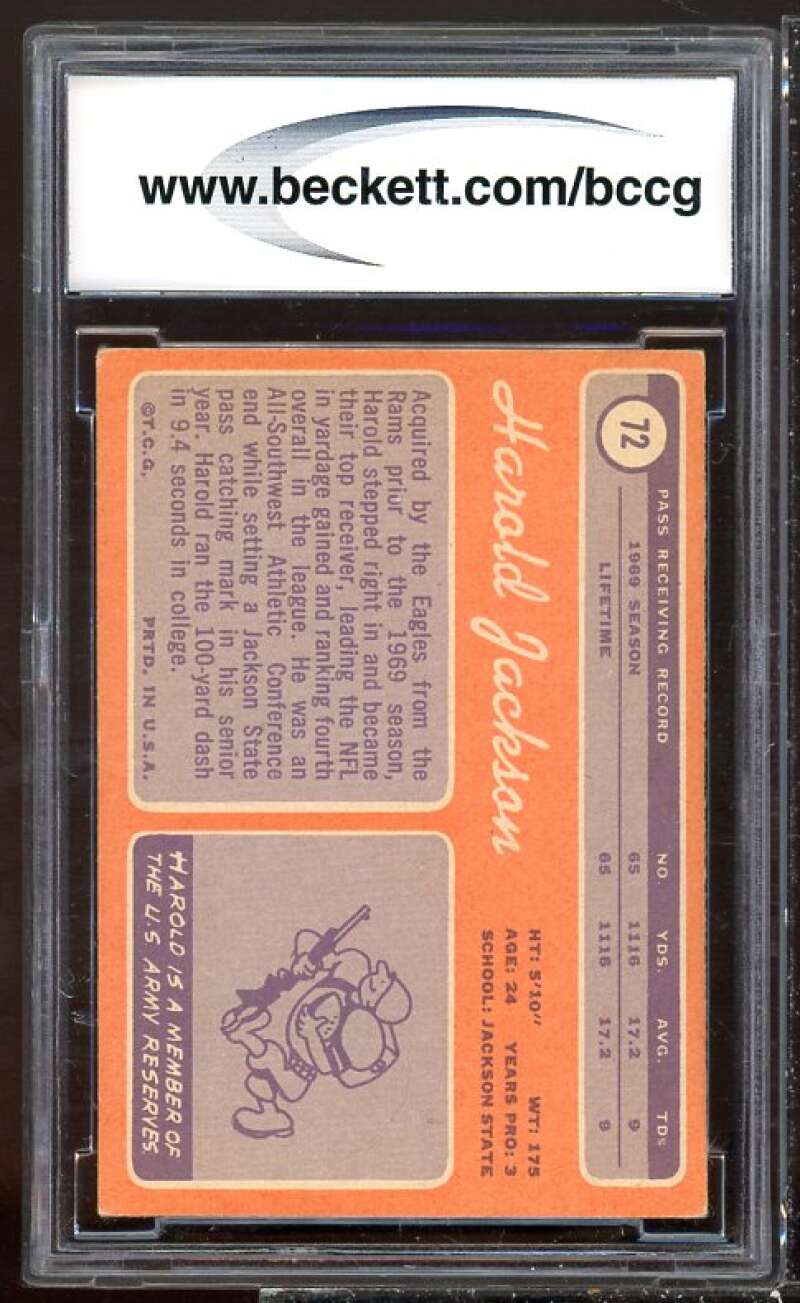 Harold Jackson Rookie Card 1970 Topps #72 BGS BCCG 7 Image 2