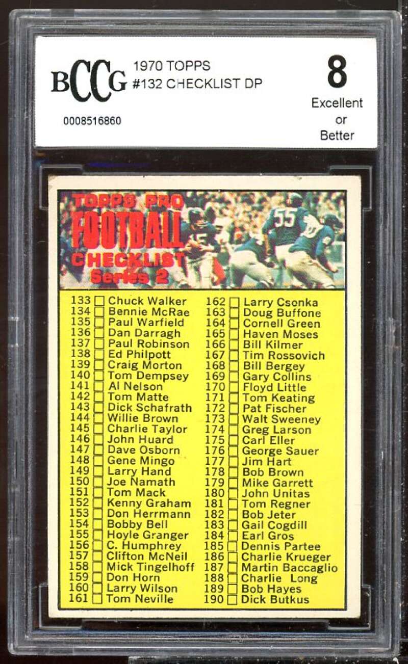 Checklist Card 1970 Topps #132 BGS BCCG 8 Image 1