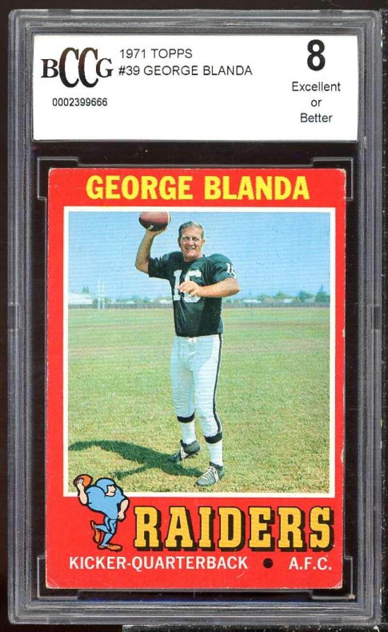 George Blanda Card 1971 Topps #39 BGS BCCG 8 Image 1