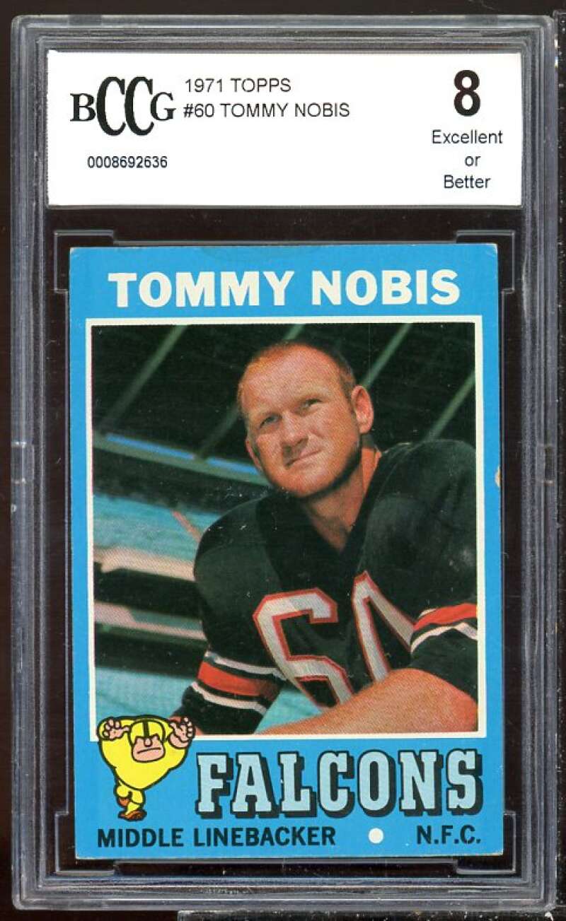 Tommy Nobis Card 1971 Topps #60 BGS BCCG 8 Image 1