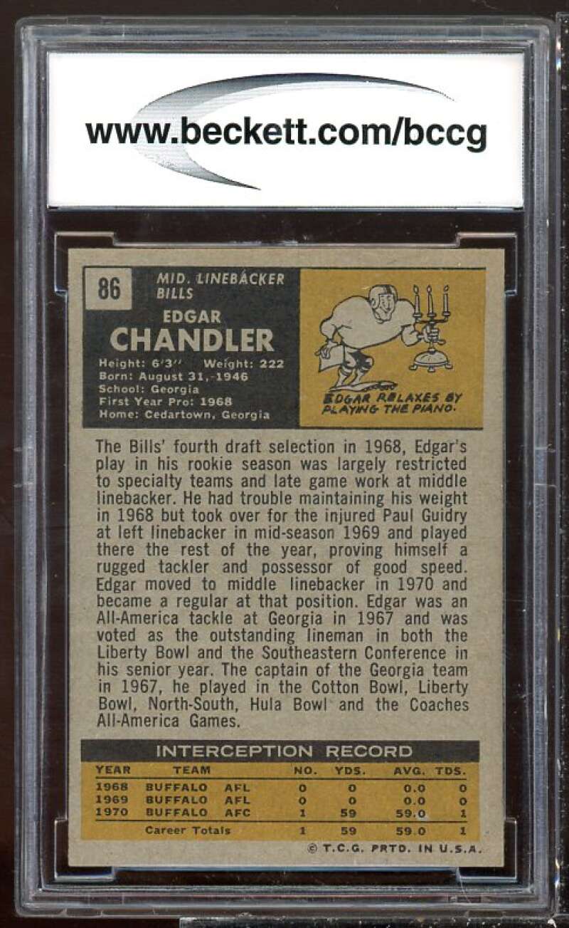 Edgar Chandler Card 1971 Topps #86 BGS BCCG 9 Image 2