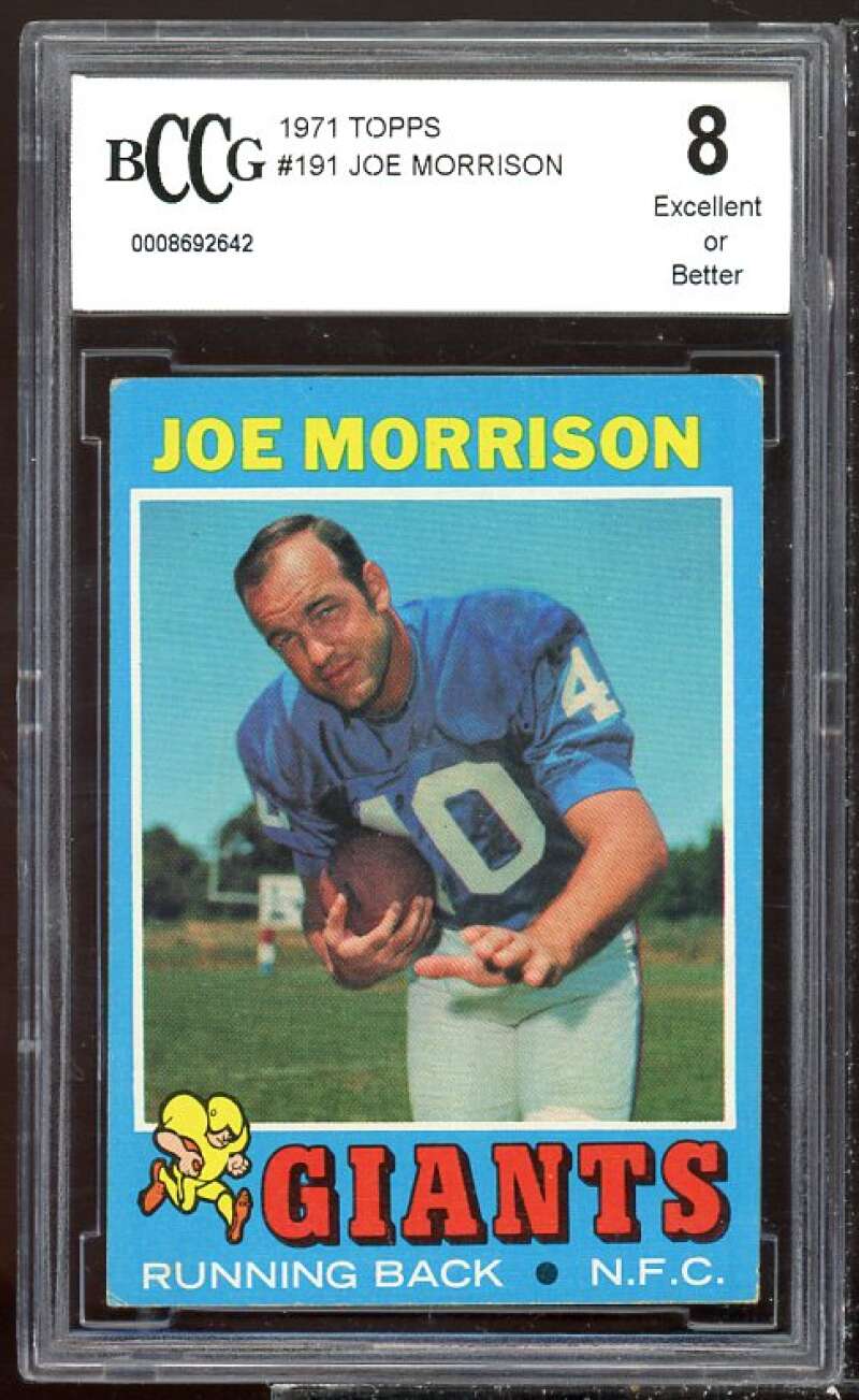 Joe Morrison Card 1971 Topps #191 BGS BCCG 8 Image 1