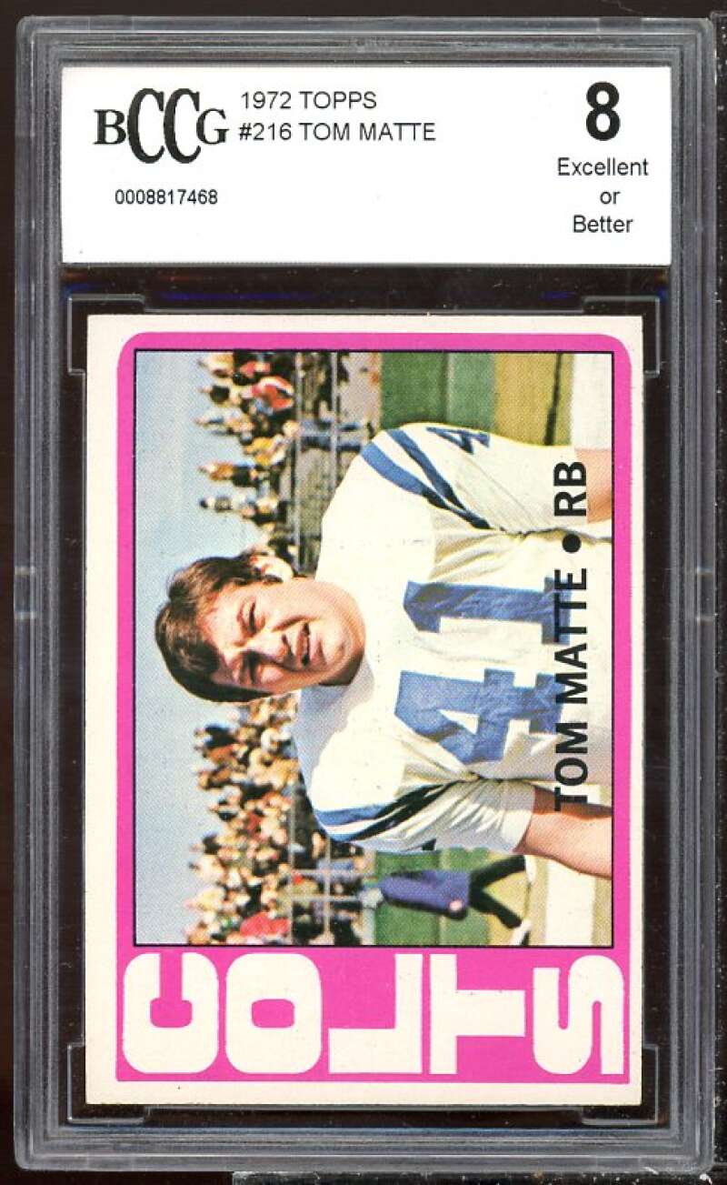 Tom Matte Card 1972 Topps #216 BGS BCCG 8 Image 1