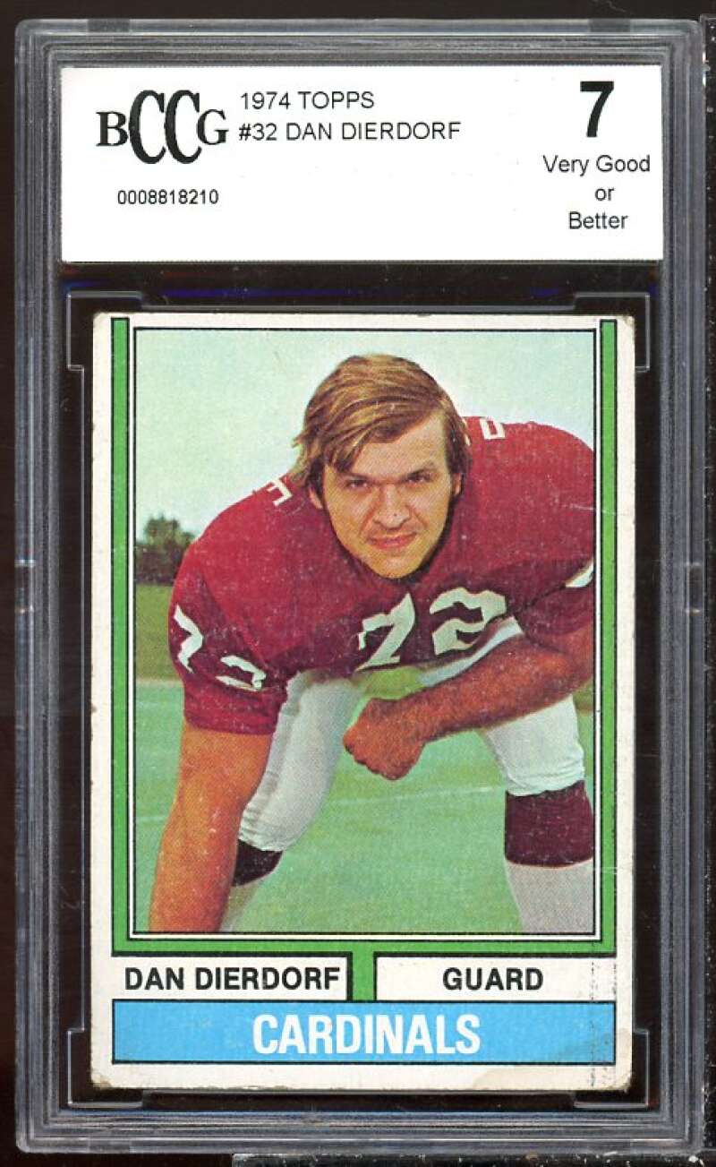 Dan Dierdorf Card 1974 Topps #32 BGS BCCG 7 Image 1