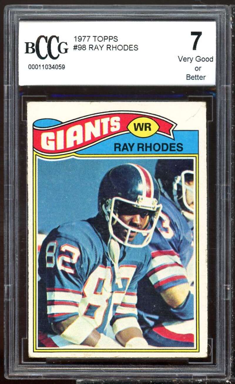 Ray Rhodes Rookie Card 1977 Topps #98 BGS BCCG 7 Image 1