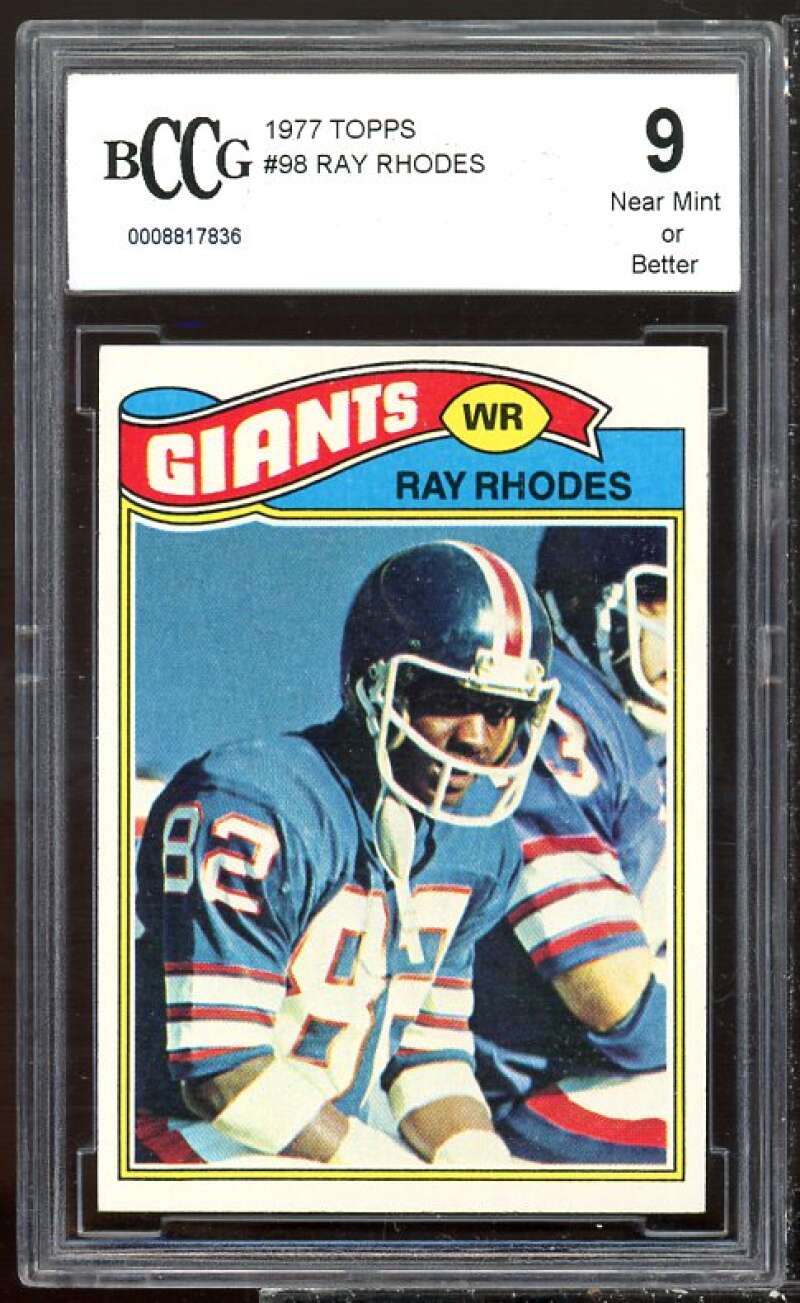 Ray Rhodes Card 1977 Topps #98 BGS BCCG 9 Image 1