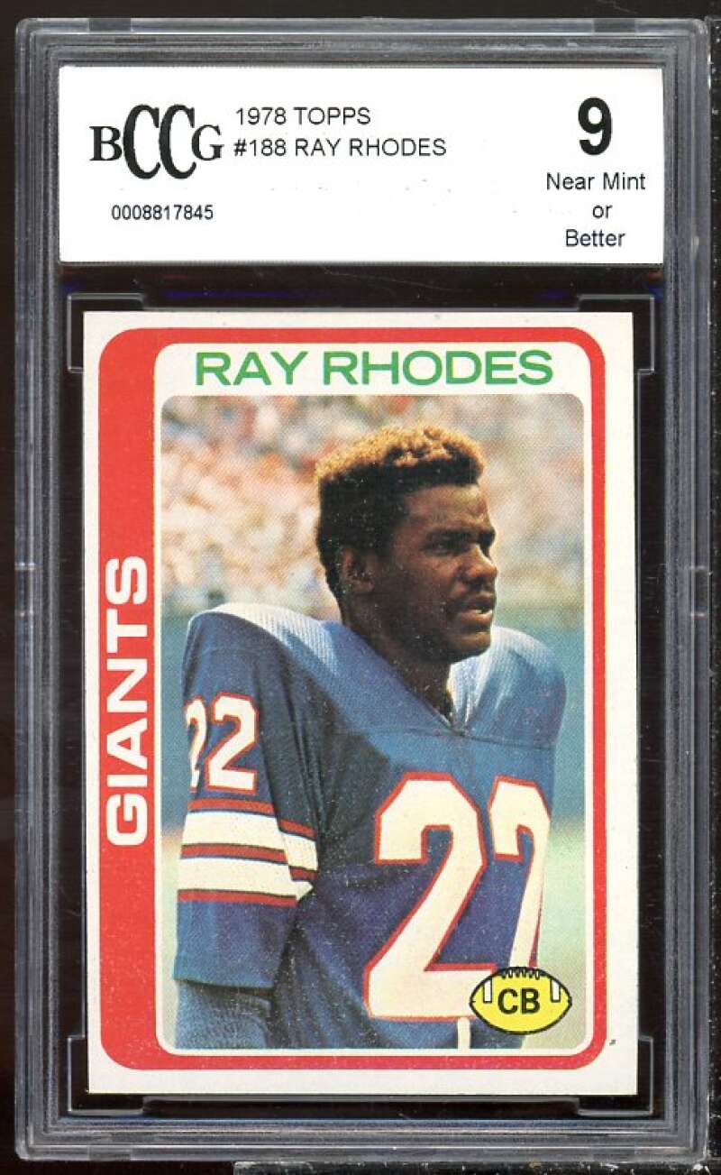 Ray Rhodes Card 1978 Topps #188 BGS BCCG 9 Image 1