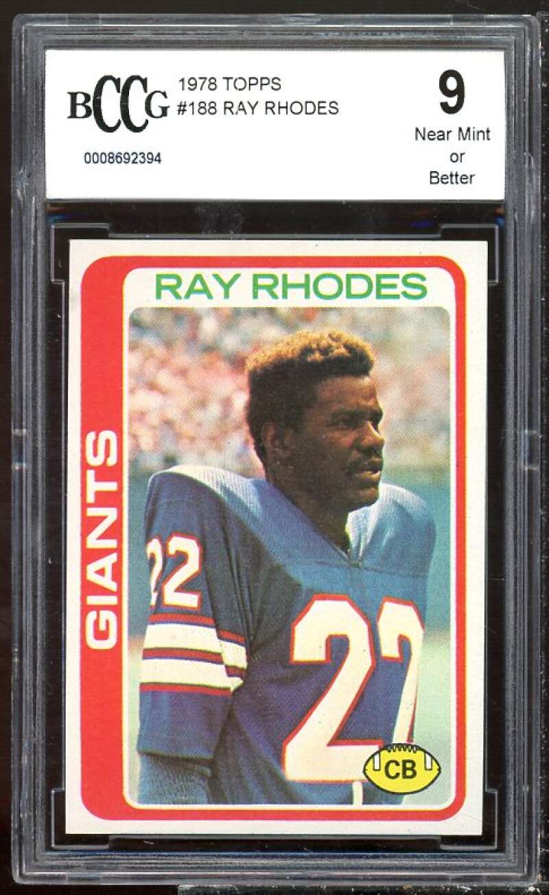 Ray Rhodes Card 1978 Topps #188 BGS BCCG 9 Image 1