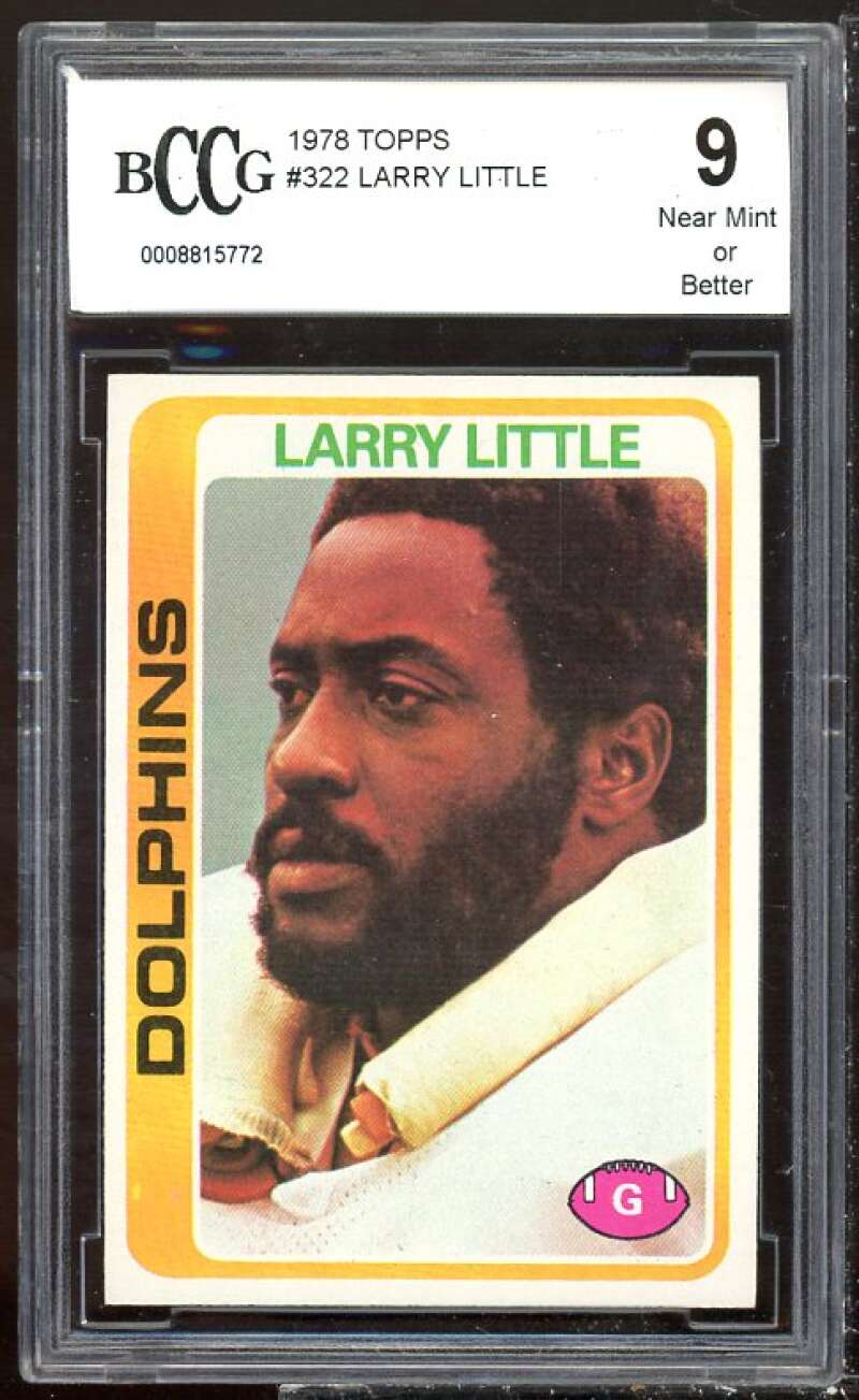 Larry Little Card 1978 Topps #322 BGS BCCG 9 Image 1