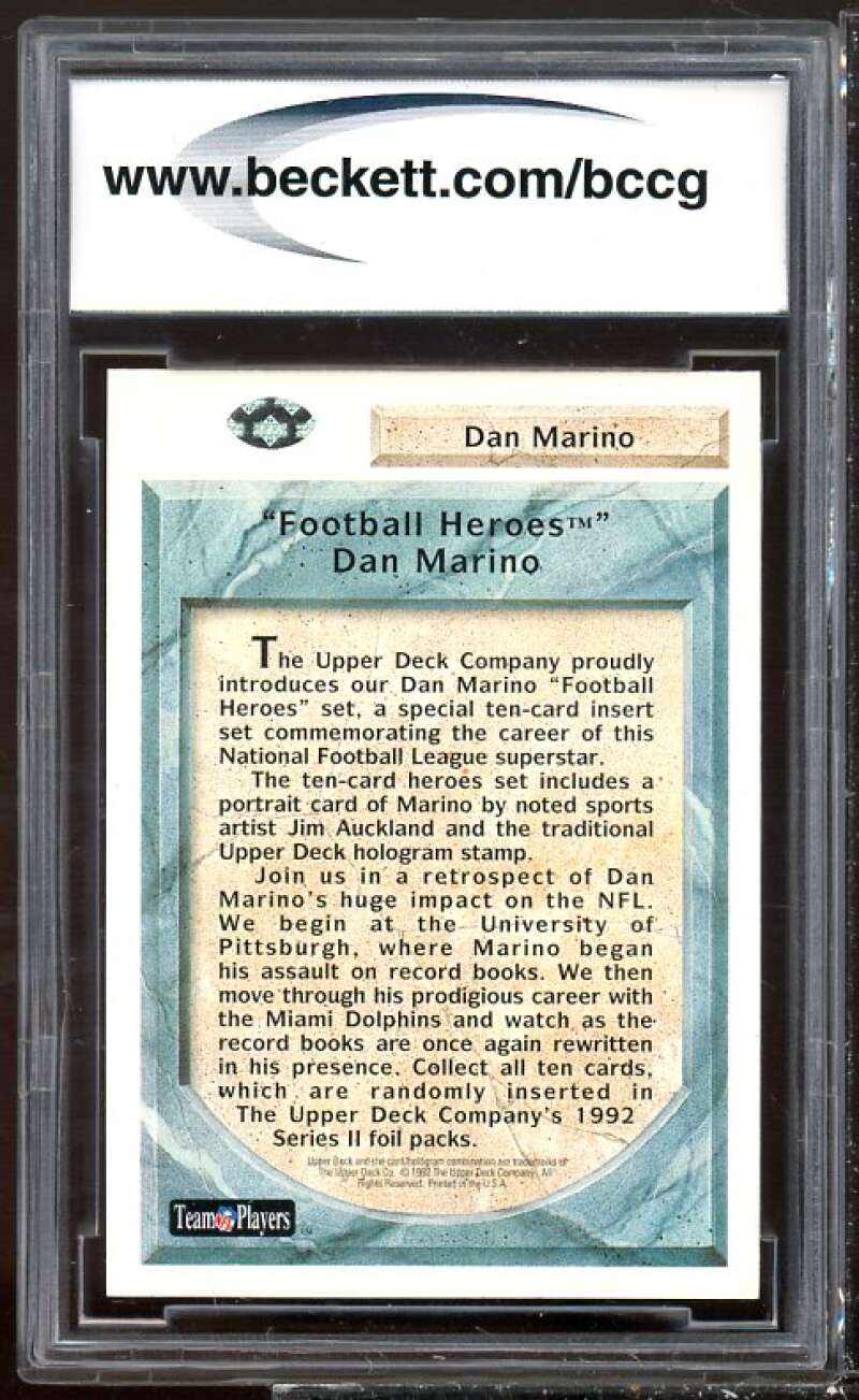 Dan Marino Header Card 1992 Upper Deck Marino Heroes #nno BGS BCCG 10 Image 2