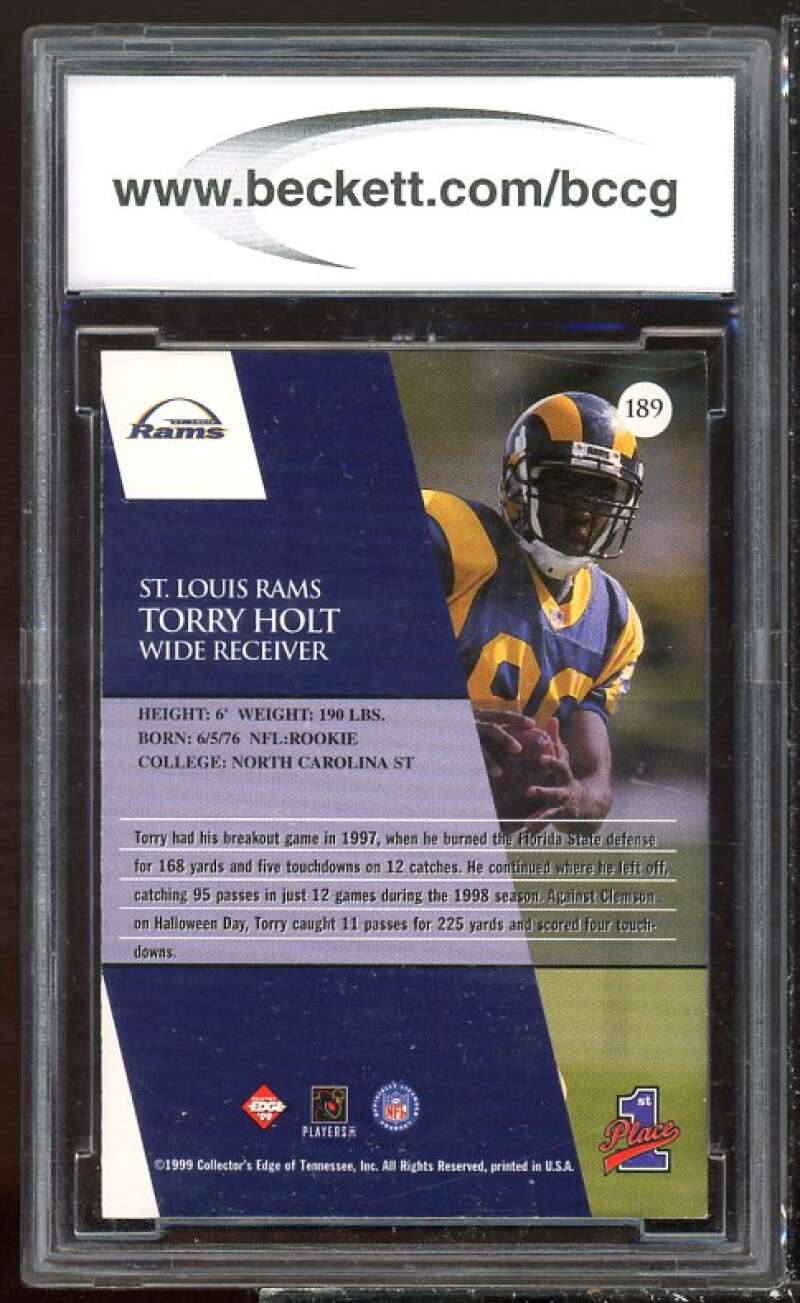 Torry Holt RC 1999 Collector's Edge Millennium Collection FP #189 BGS BCCG 10 Image 2