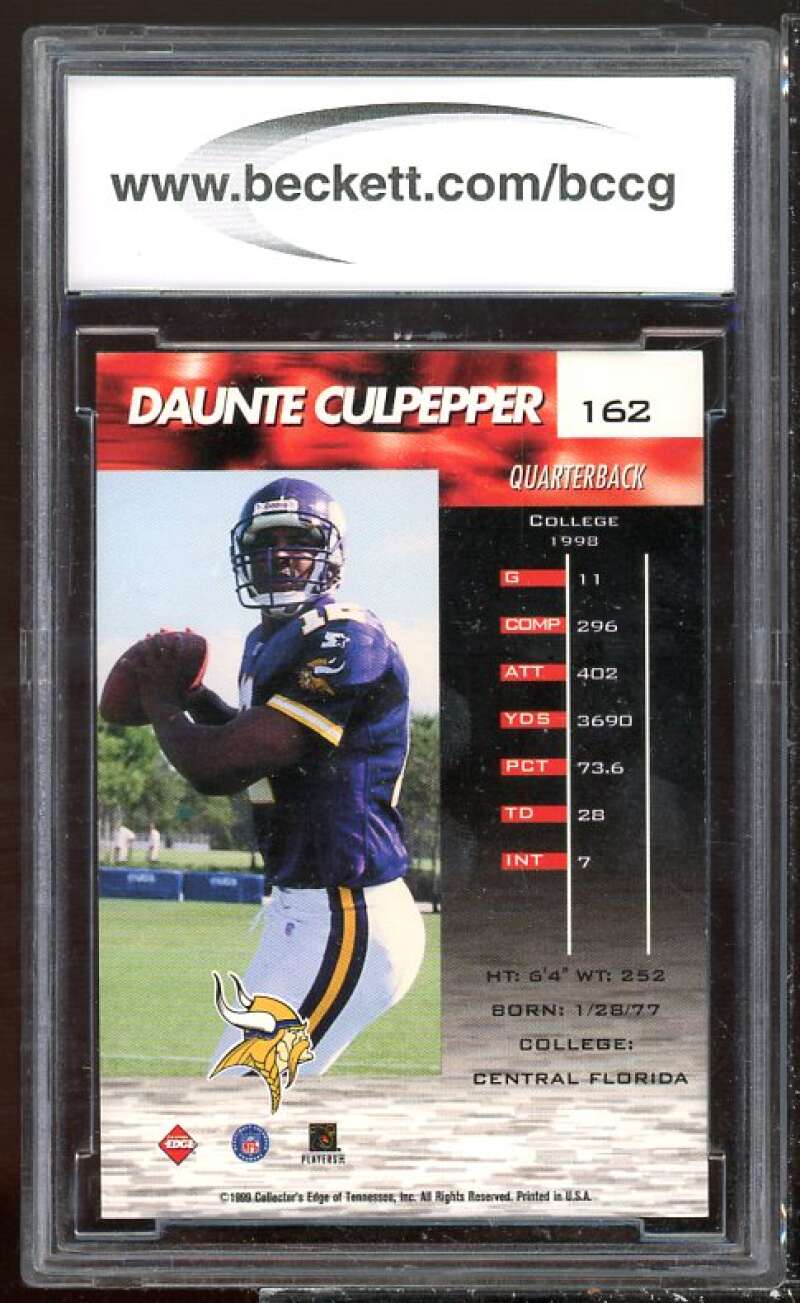 Daunte Culpepper Rookie 1999 Collector's Edge Millennium Fury #162 BGS BCCG 10 Image 2