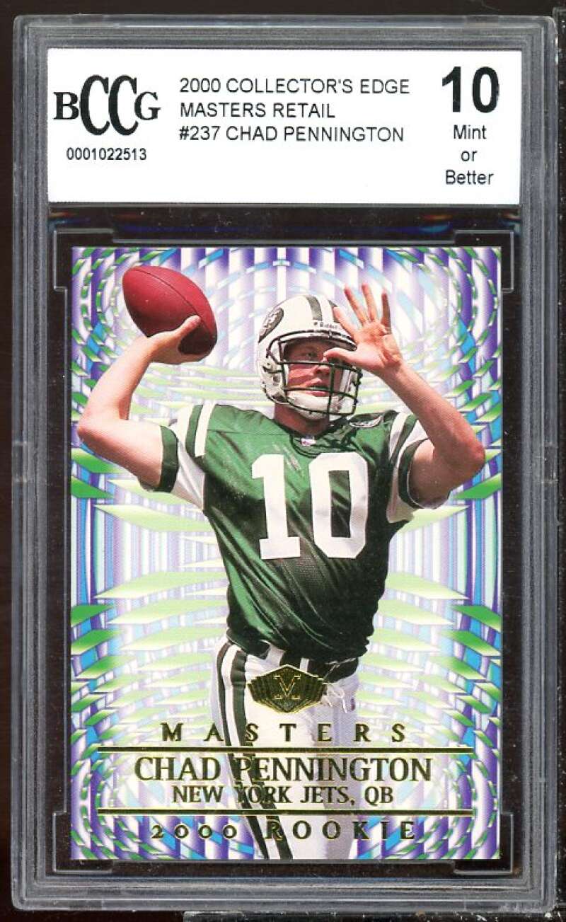 Chad Pennington Rookie Card 2000 Collector's Edge Master Retail #237 BGS BCCG 10 Image 1