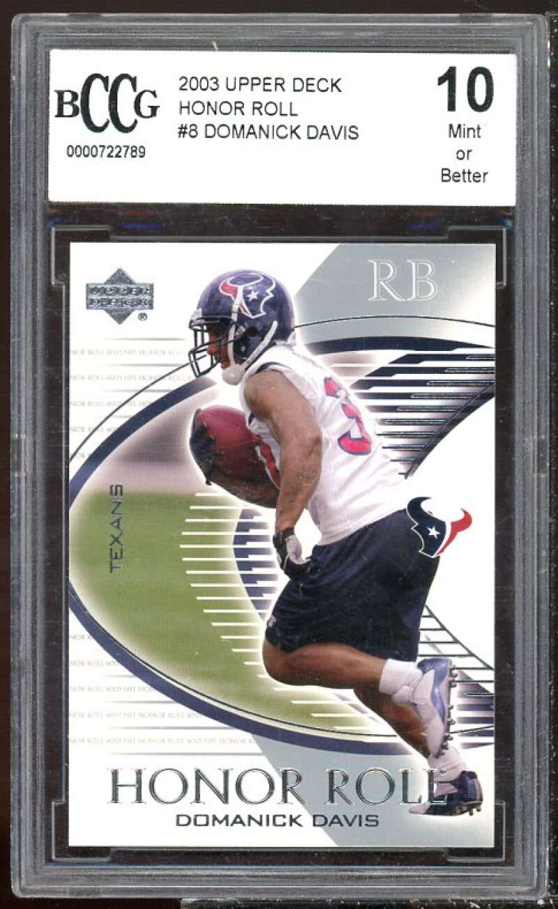 Domanick Davis Rookie Card 2003 Upper Deck Honor Roll #8 BGS BCCG 10 Image 1