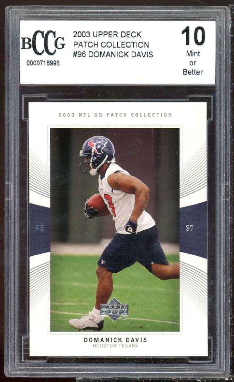 Domanick Davis Rookie Card 2003 UD Patch Collection #96 BGS BCCG 10 Image 1