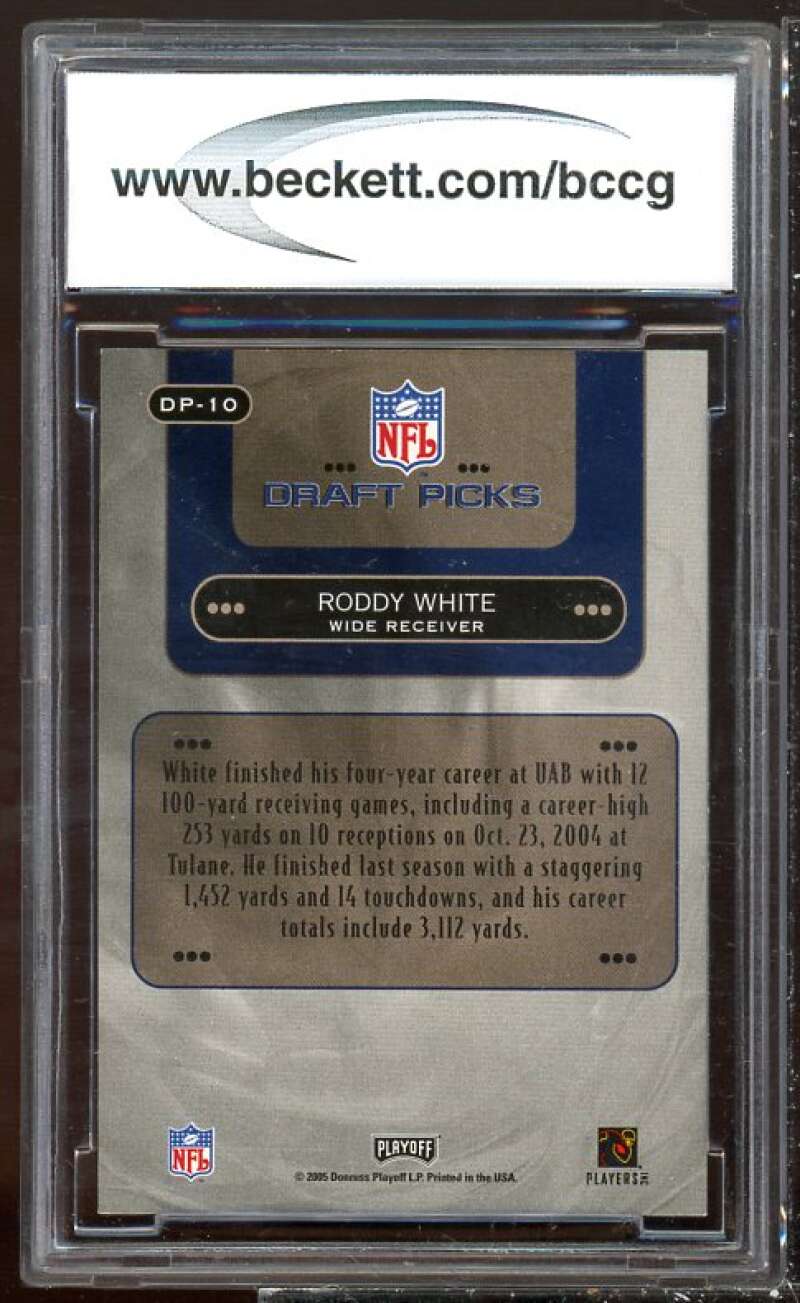 Roddy White Rookie Card 2005 Playoff Prestige Draft Picks #DP-10 BGS BCCG 10 Image 2