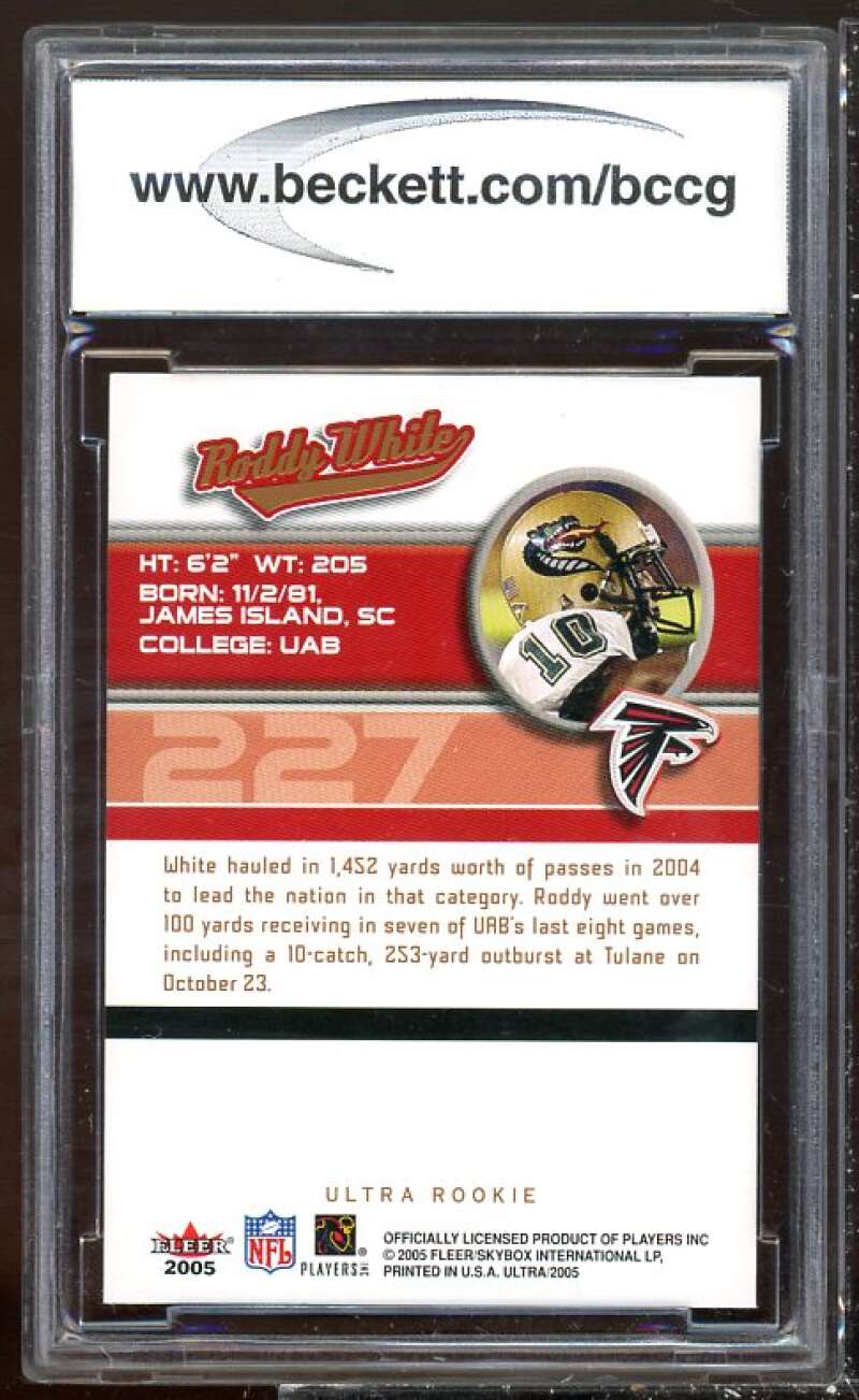 Roddy White Rookie Card 2005 Ultra #227 BGS BCCG 10 Image 2