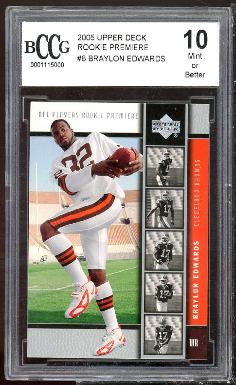 Braylon Edwards Rookie Card 2005 Upper Deck Rookie Premiere #8 BGS BCCG 10 Image 1