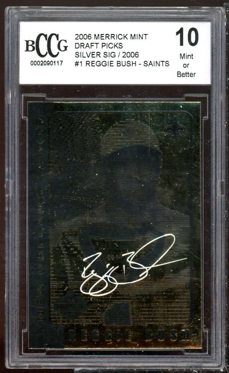 Reggie Bush Rookie Card 2006 Merrick Mint Draft Picks Silver Sig #1 BGS BCCG 10 Image 1