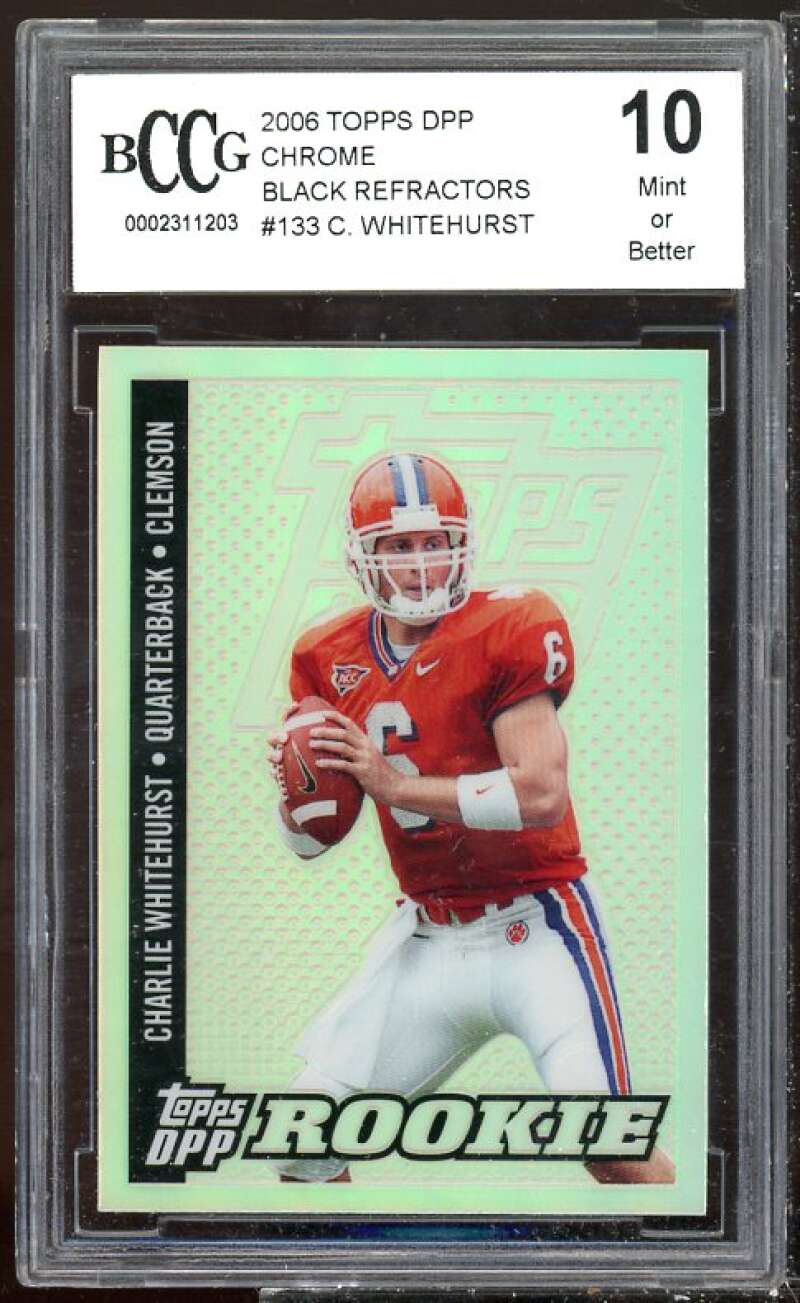 Charlie Whitehurst Rookie 2006 Topps DPP Chrome Black Refractor #133 BGS BCCG 10 Image 1