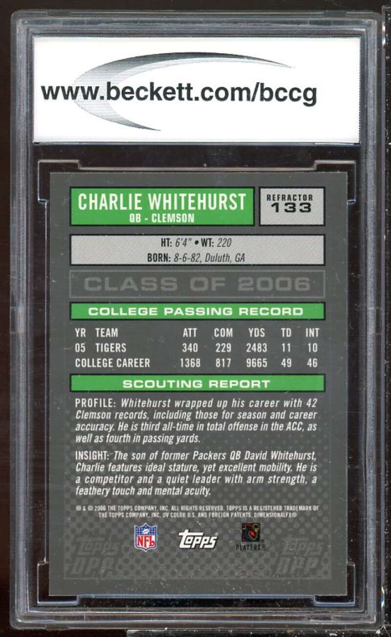 Charlie Whitehurst Rookie 2006 Topps DPP Chrome Black Refractor #133 BGS BCCG 10 Image 2