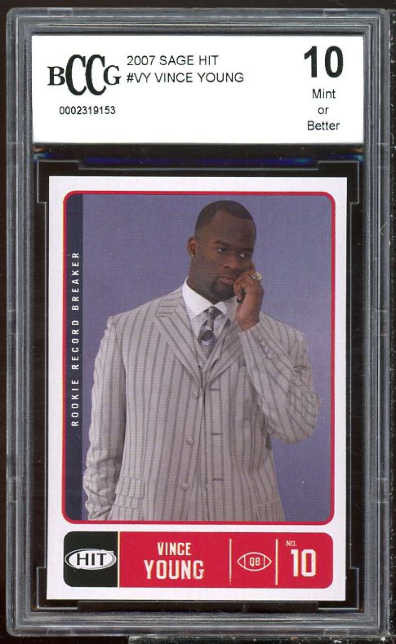 Vince Young Rookie Card 2006 Sage Hit #VY BGS BCCG 10 Image 1