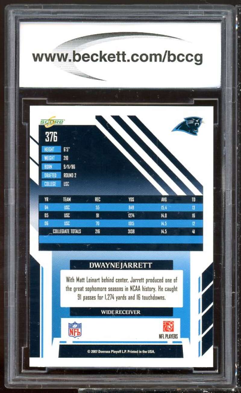 Dwayne Jarrett Rookie Card 2007 Score #376 BGS BCCG 10 Image 2