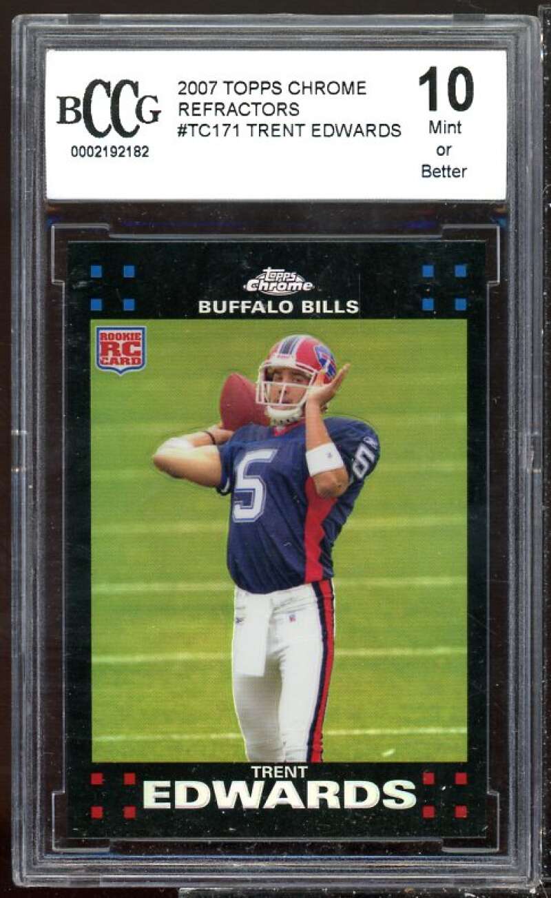 Trent Edwards Rookie Card 2007 Topps Chrome Refractors #TC171 BG BCCG 10 Image 1