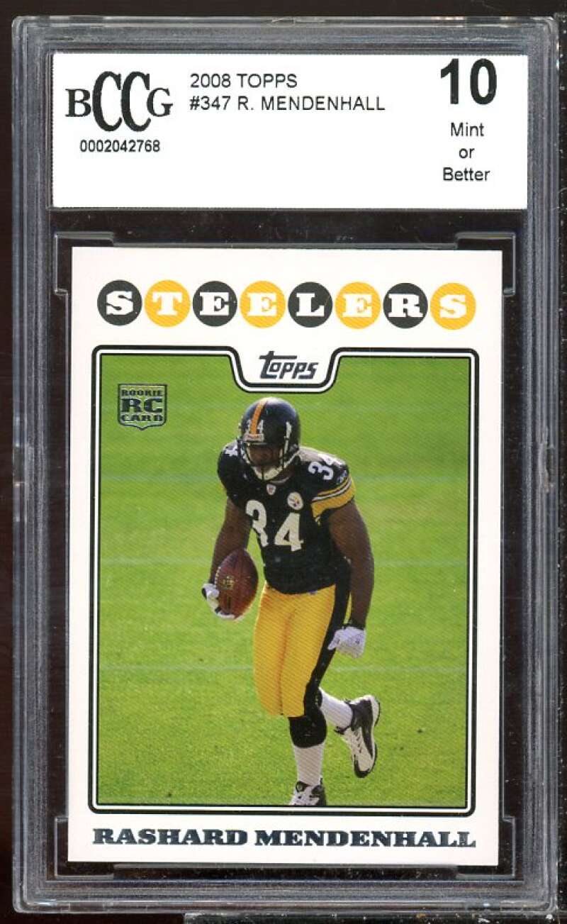 Rashard Mendenhall 2008 Topps #347 BGS BCCG 10 Image 1