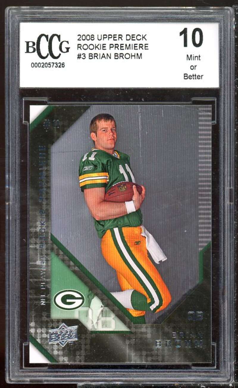 Brian Brohm Rookie Card 2008 Upper Deck #3 BGS BCCG 10 Image 1