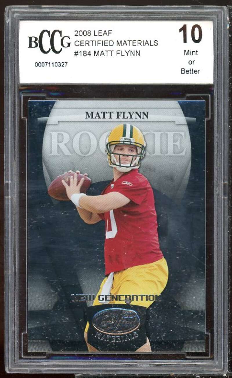 Matt Flynn Rookie Card 2008 Leaf Certified Materials #184 BGS BCCG 10 Image 1