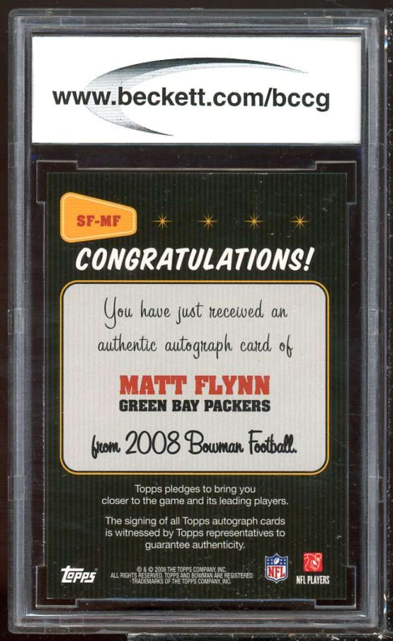 Matt Flynn Rookie Card 2008 Bowman Signs of the Future #SFMF BGS BCCG 10 Image 2