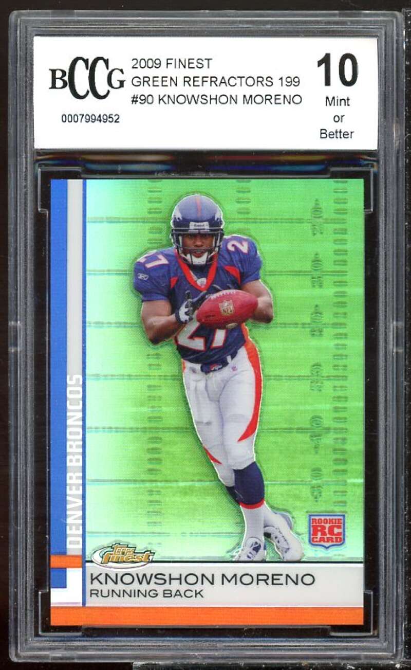 Knowshon Moreno Rookie Card 2009 Finest Green Refractors #90 BGS BCCG 10 Image 1