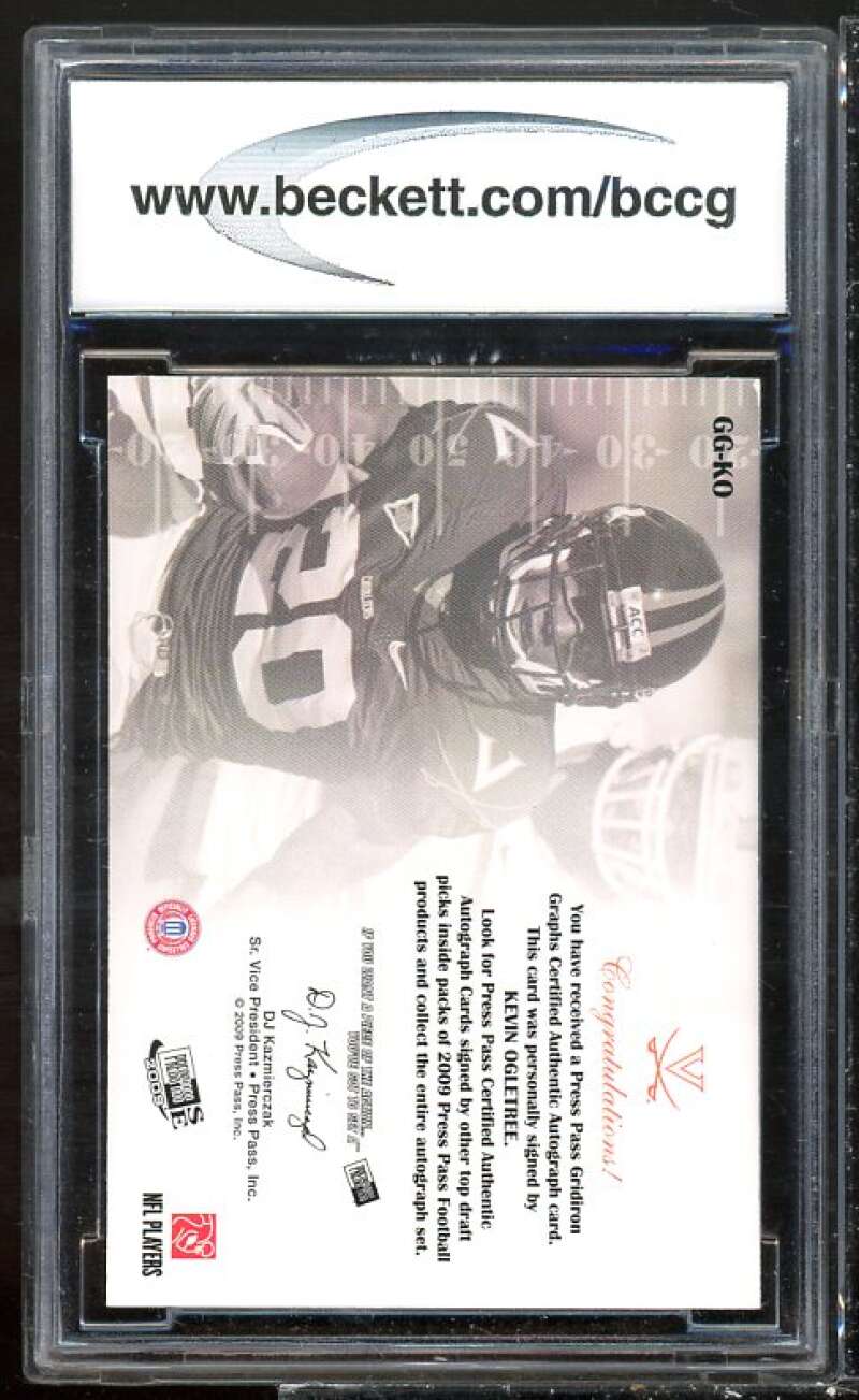 Kevin Ogletree Rookie 2009 Press Pass SE Gridiron Gold Red Ink #KO BGS BCCG 10 Image 2