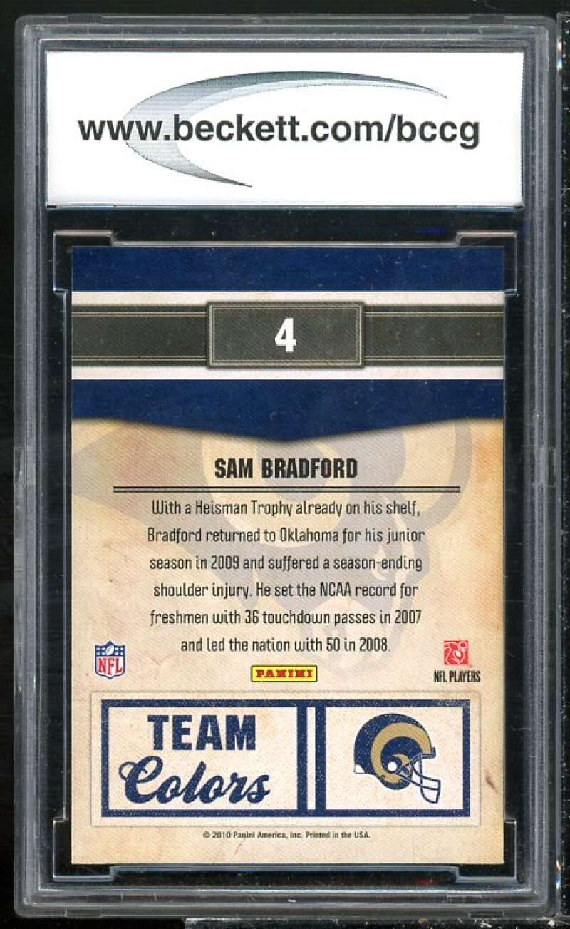 Sam Bradford Rookie Card 2010 Classics Team Colors #4 BGS BCCG 9 Image 2