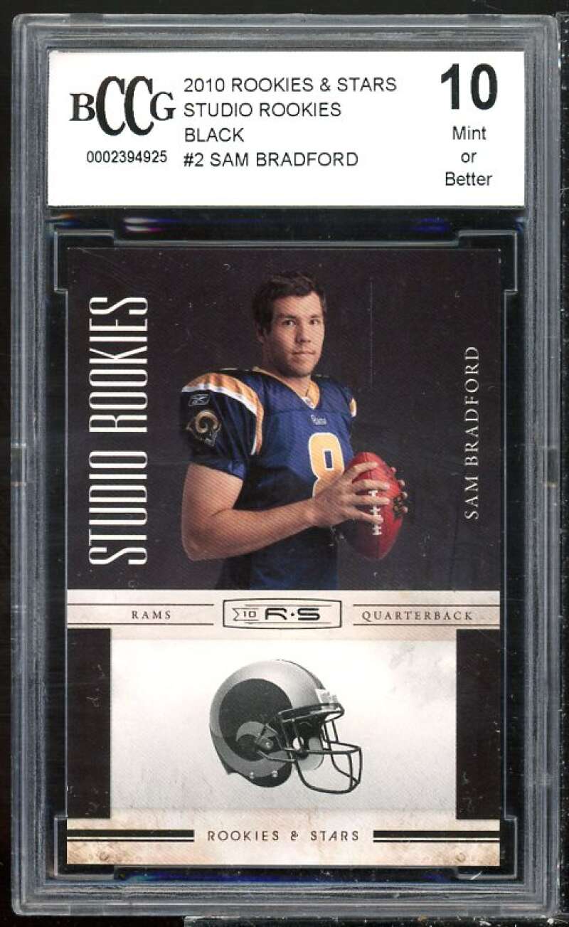 Sam Bradford Rookie Card 2010 Rookies n Stars Studio Rookie Black #2 BGS BCCG 10 Image 1