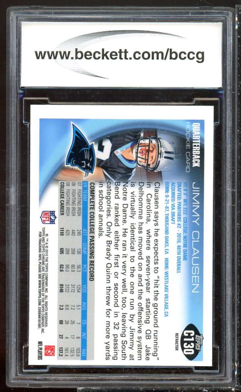 Jimmy Clausen Rookie Card 2010 Topps Chrome Refractors #C130 BGS BCCG 9 Image 2