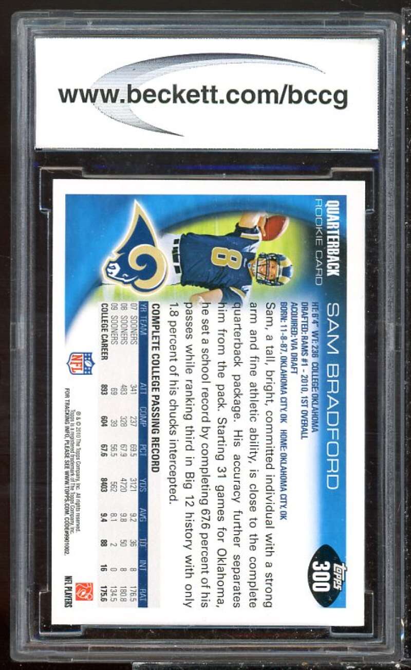 Sam Bradford Rookie Card 2010 Topps Factory Set Variations #300d BGS BCCG 10 Image 2