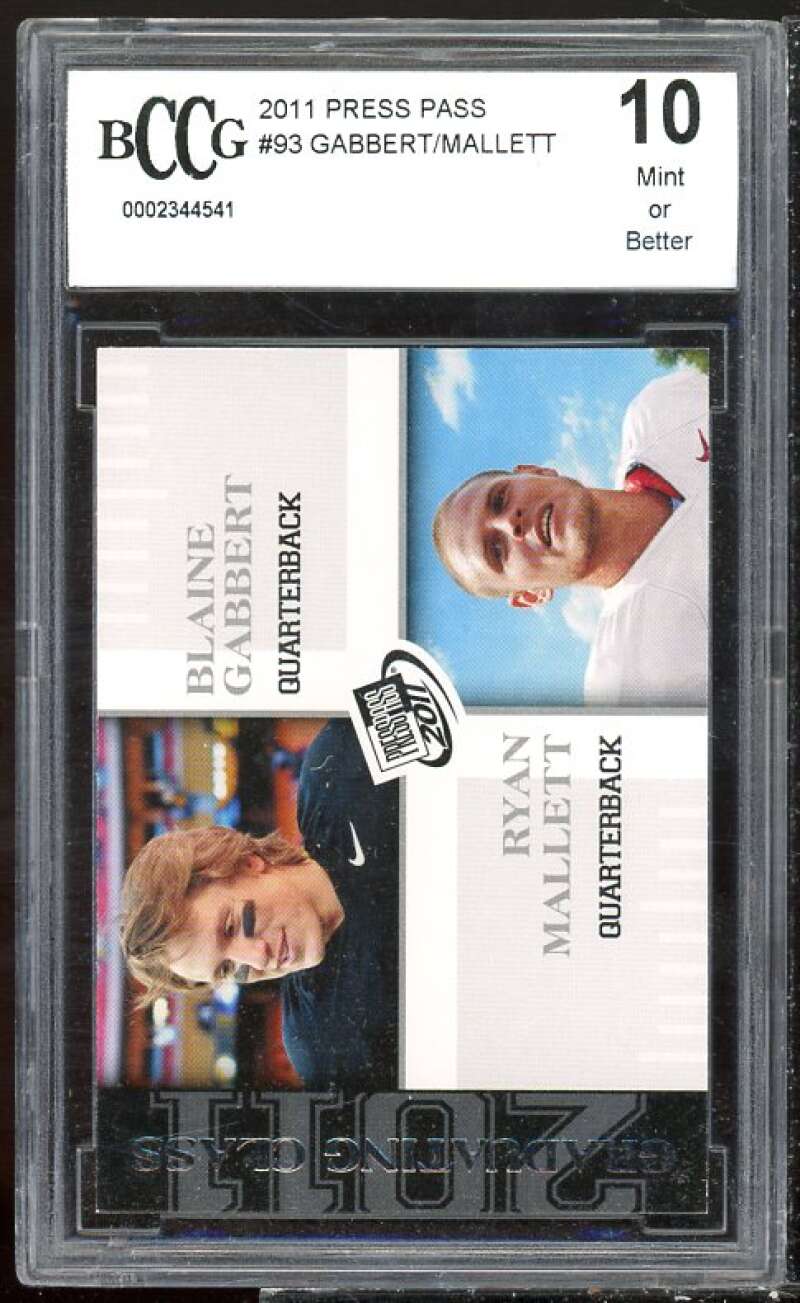 Blaine Gabbert/Ryan Mallett Rookie Card 2011 Press Pass #93 BGS BCCG 10 Image 1