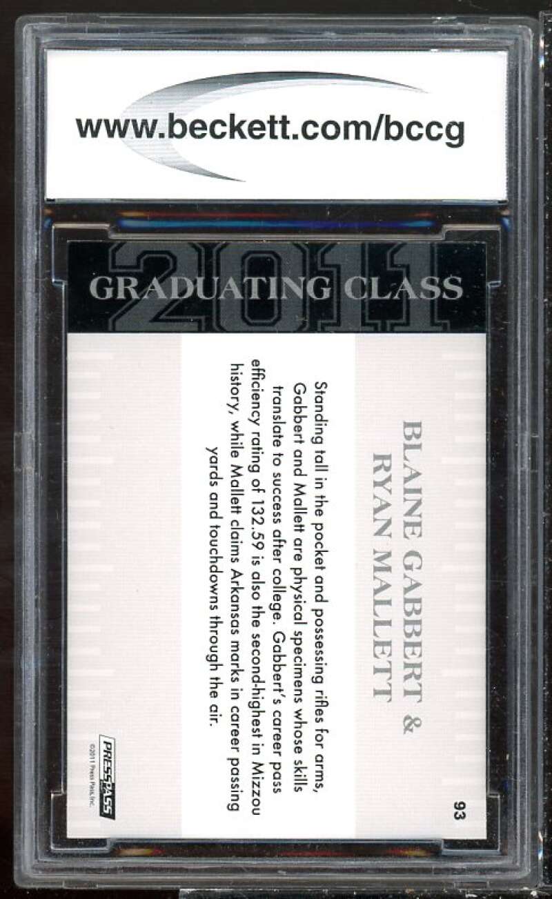 Blaine Gabbert/Ryan Mallett Rookie Card 2011 Press Pass #93 BGS BCCG 10 Image 2