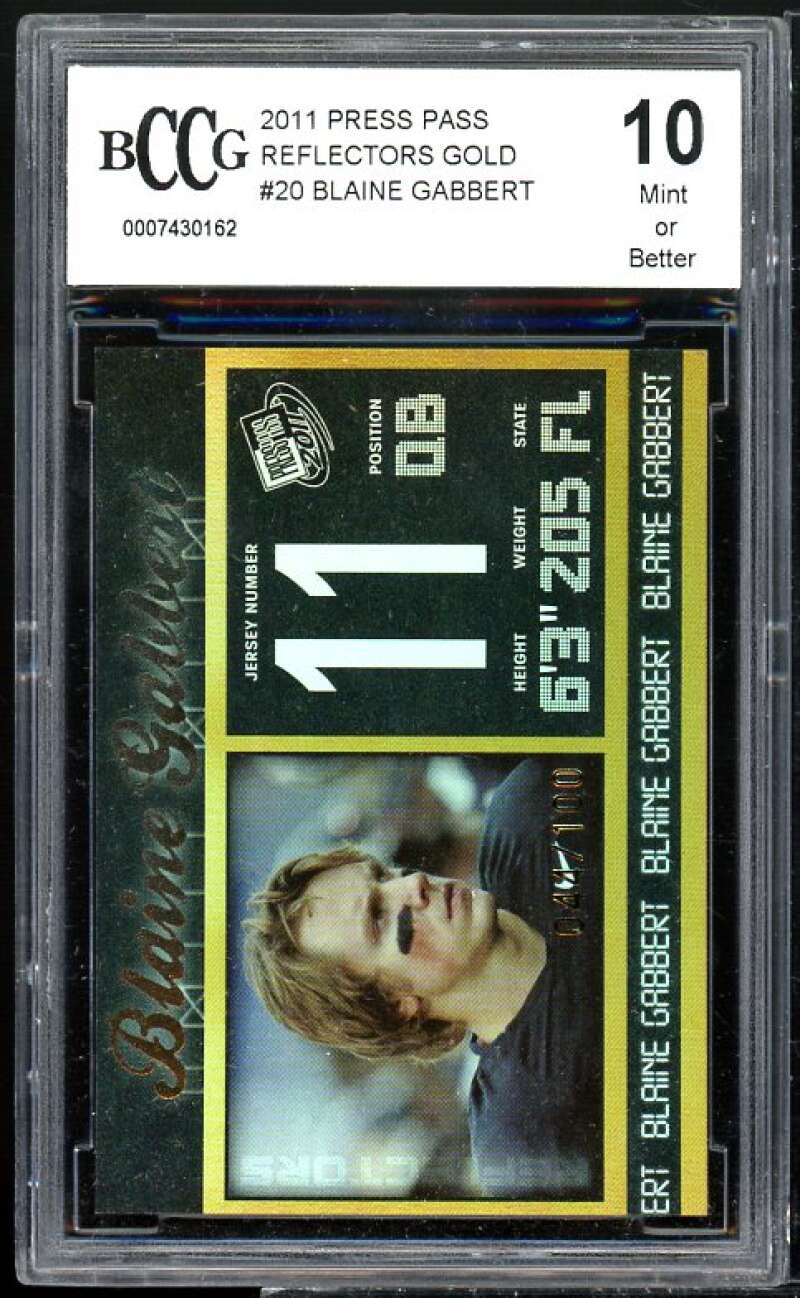 Blaine Gabbert Rookie Card 2011 Press Pass Reflectors Gold #20 BGS BCCG 10 Image 1