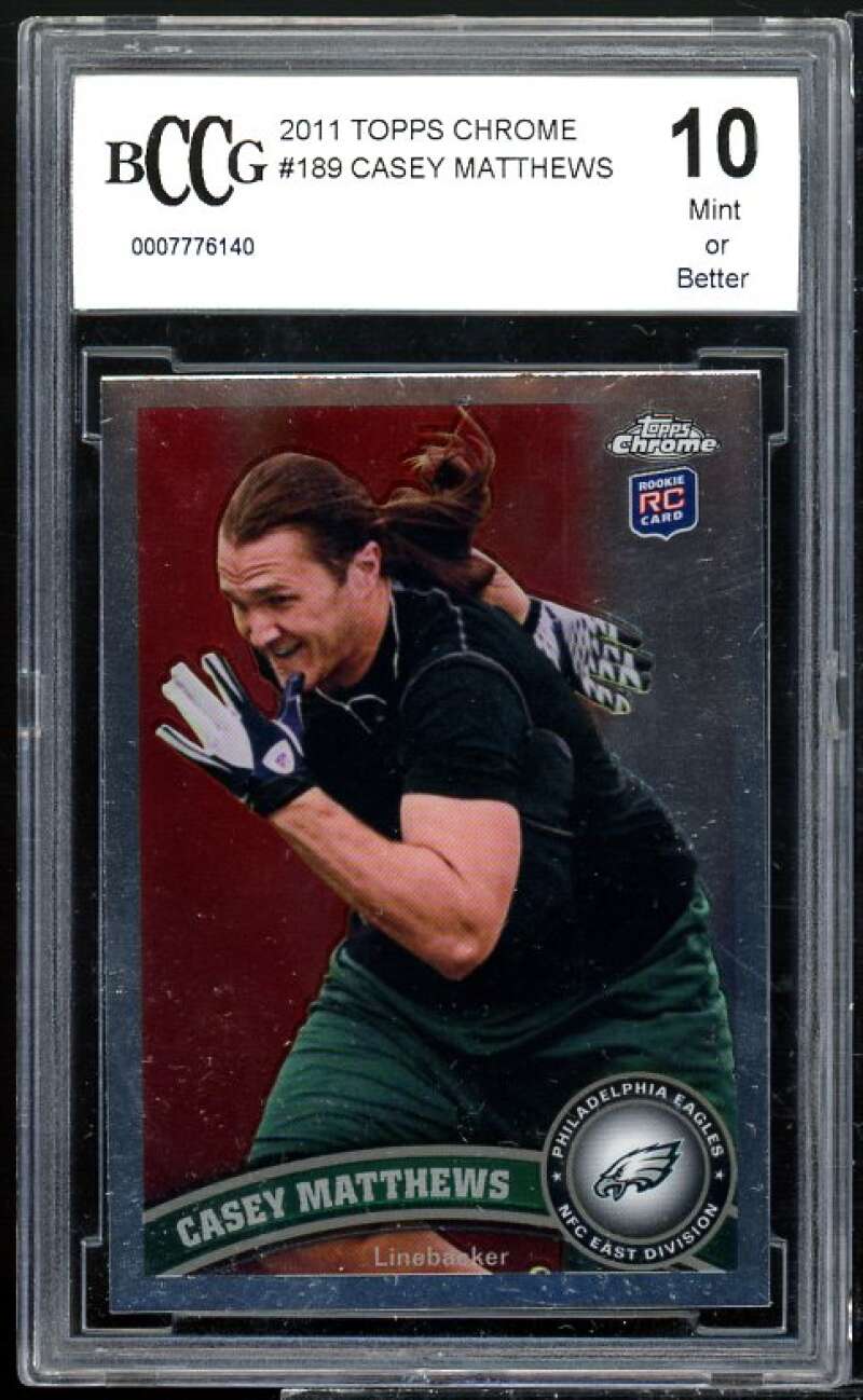 Casey Matthews Rookie Card 2011 Topps Chrome #189 BGS BCCG 10 Image 1