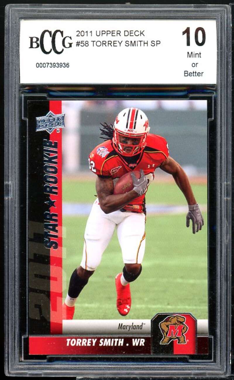 Torrey Smith Rookie Card 2011 Upper Deck #58 BGS BCCG 10 Image 1