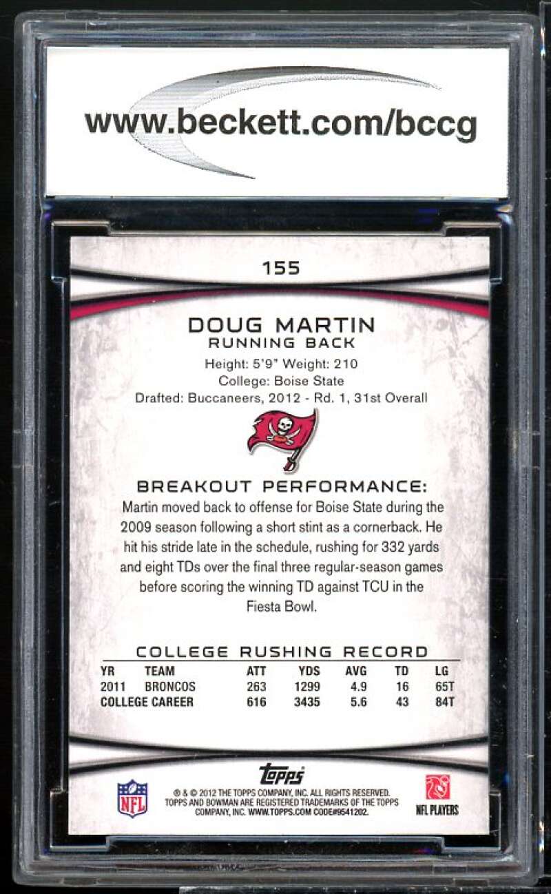 Doug Martin Rookie Card 2012 Bowman Gold #155 BGS BCCG 10 Image 2