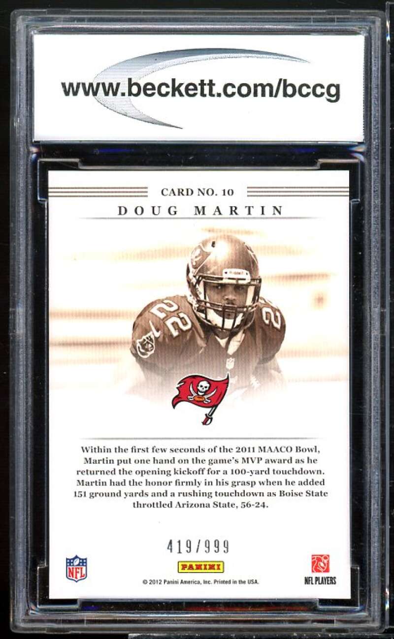 Doug Martin Rookie Card 2012 Elite Series Rookies #10 BGS BCCG 10 Image 2